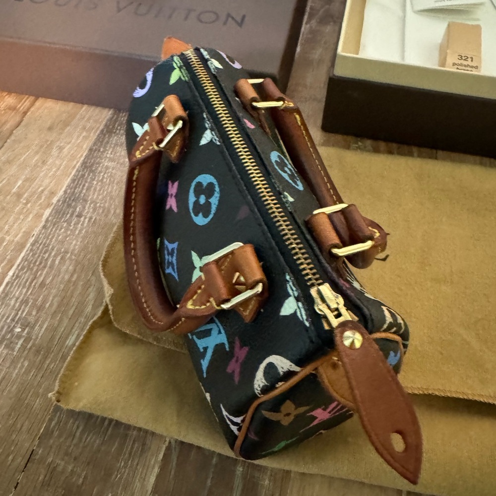 Louis Vuitton Murakami black mini multicolor nano speedy w/everything. tags, key